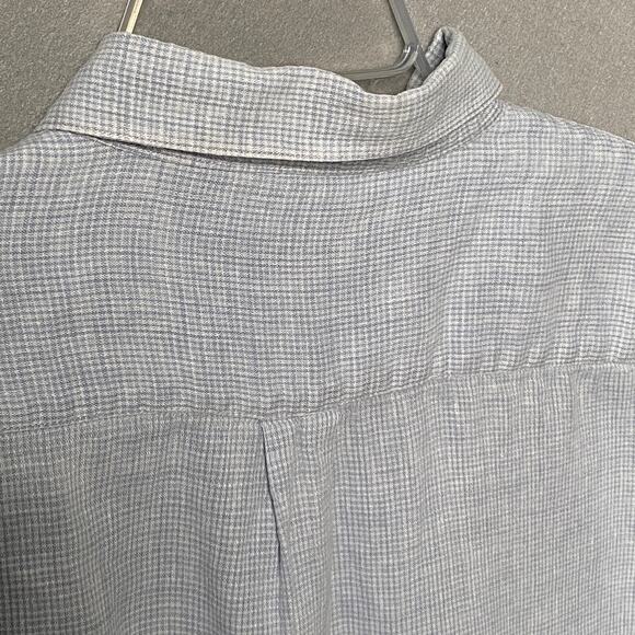Indigo Palms Shirt Mens Extra Large Blue White Check Irish Linen Short Sleeve - Picture 9 of 9